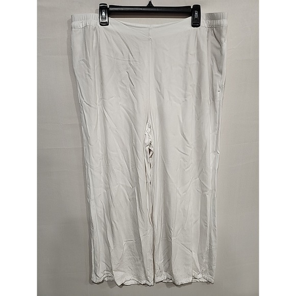 J. Jill Pants - J. Jill Wide Leg Pants‎ Womens Size L White, 26 In. Inseam Pockets 100% Rayon